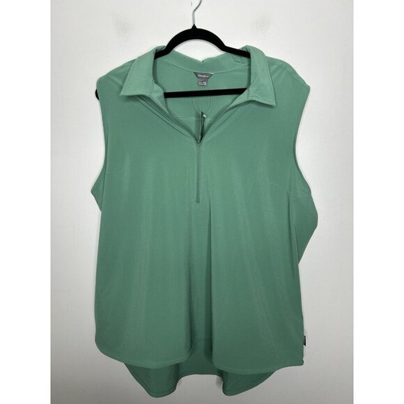 Eddie Bauer Medium Women's Departure 1/2-Zip Tank Top Outdoor Green Size 2XL NWT - Picture 1 of 10